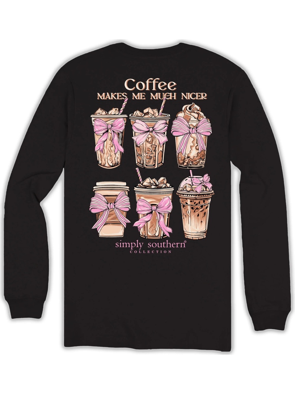 Simply Southern Coffee Makes Me Nicer Tee Women’s XL Black Pink T-shirt New - Picture 2 of 9